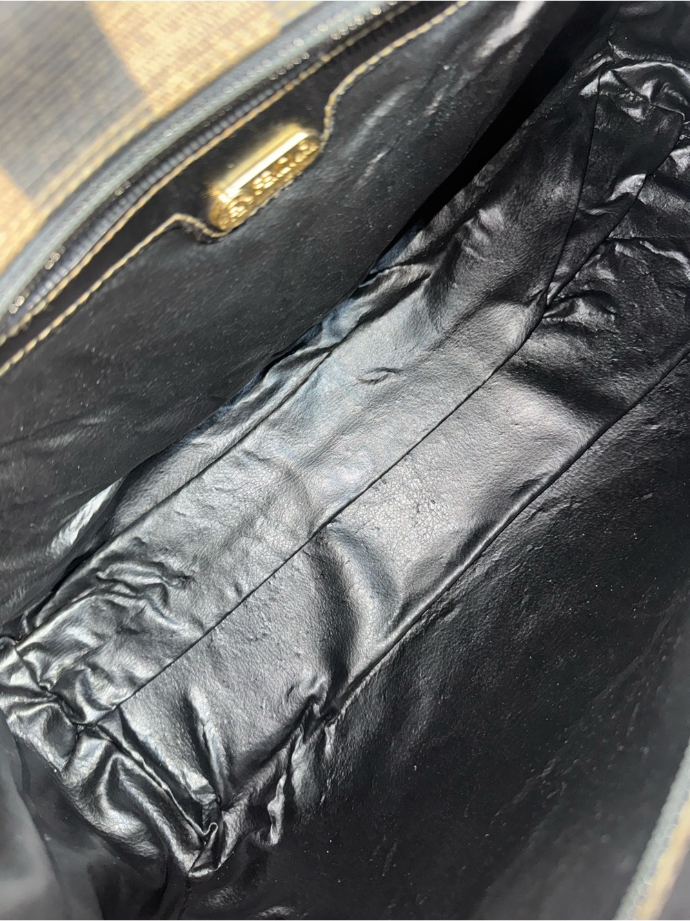 Fendi Pequin Black and Brown Striped Top-Handle Shoulder Bag - Picture 10 of 13